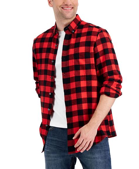 Club Room Mens Regular Fit Plaid Flannel Shirt Created For Macys