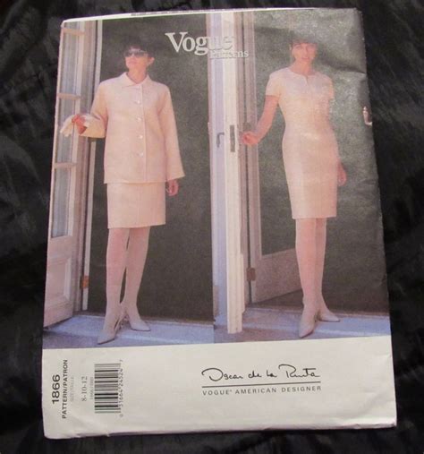 Vogue 1866 Oscar De La Renta Dress Jacket Sewing Pattern Sizes 8 10 12