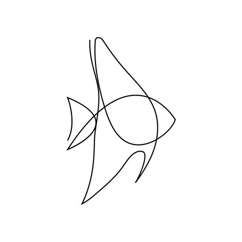 A Drawing Of A Fish That Is Drawn In One Line On A White Paper Background