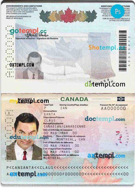 Canada Passport template in PSD format, fully editable (2010 - present ...