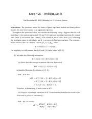 PS8 Sol Pdf Econ 425 Problem Set 8 Due December 13 2021 Monday At