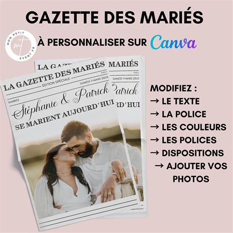 Gazette Des Mari S Diy Mod Le Personnalisable Imprimer Pour Etsy