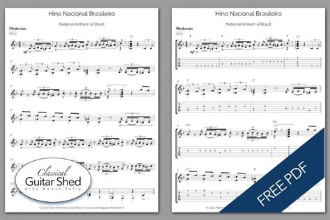 Free Guitar Sheet Music Hino Nacional Brasileiro National Anthem Of