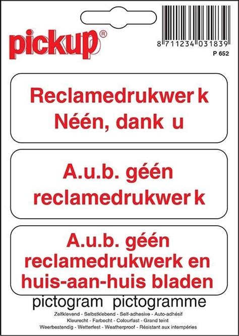 Pickup Pictogram 10x10 Cm Geen Reclame Bol