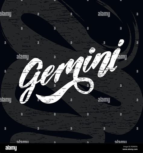 Gemini lettering Calligraphy Brush Text horoscope Zodiac sign ...