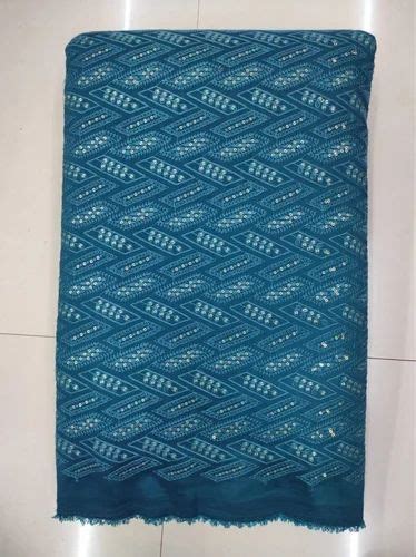 Poly Silk Schiffli Embroidery Fabric For Sherwani Koti Kurta Indo