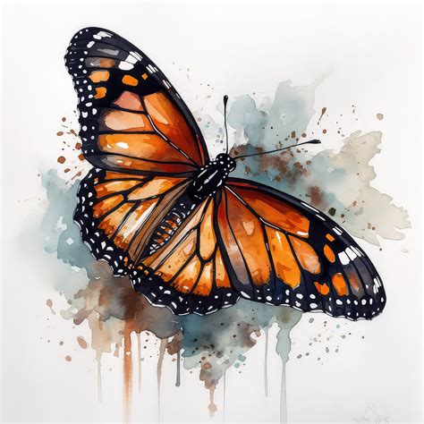 Monarch Butterfly Water Color Painting 12 High Quality Clipart Pack