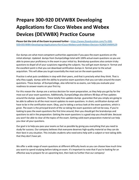 PPT Prepare 300 920 DEVWBX Developing Applications For Cisco Webex