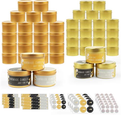 Connoo 48 Pack Candle Tins 24 Pack 8 Oz And 24 Pack 4 Oz Premium Matte Sliver Bulk