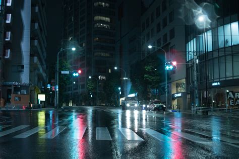 Papel De Parede Japão Rua Paisagem Urbana Noite Reflexão Estrada Arranha Céu Tarde