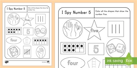 Number Sense I Spy Number 5 Activity