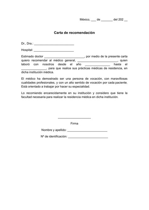 Carta De Recomendaci N Para Residencia M Dica Ejemplos