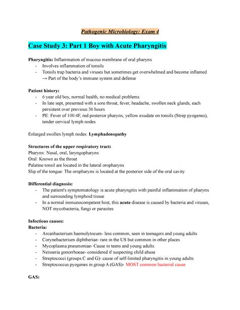 Patho Exam Pathogenic Microbiology Exam Case Study Part Boy