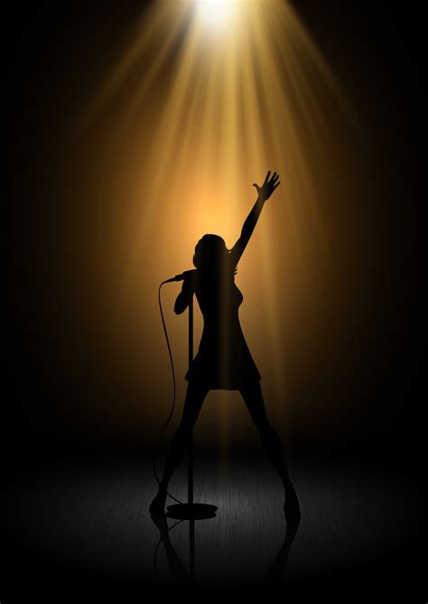 Silhouette Of A Singer Under Spotlights Vector Art At Vecteezy