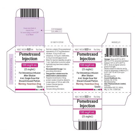 Pemetrexed Injection Package Insert Prescribing Information Drugs