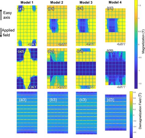 Magnetization Distributions Of A1 A2 Model 1 B1 B2 Model 2 C1