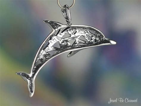 Sterling Silver Dolphin Pendant Beautiful Scrolled Design Etsy