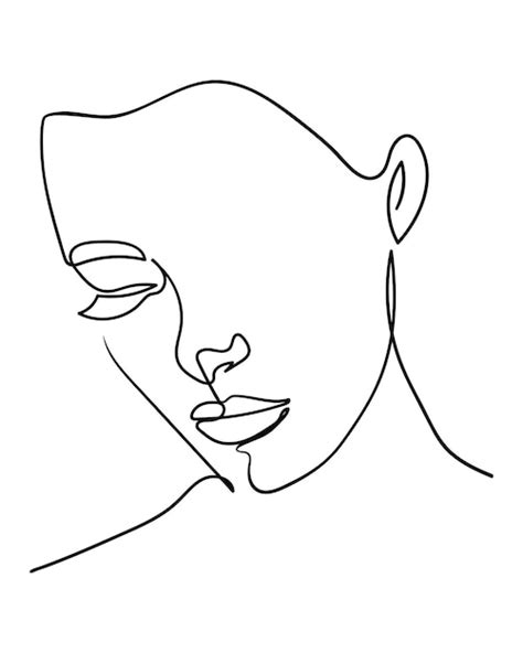 Premium Vector One Line Drawing Face Abstract Woman Portrait Modern