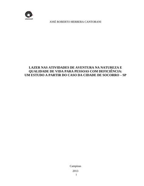 PDF LAZER NAS ATIVIDADES DE AVENTURA NA Repositorio Unicamp Br