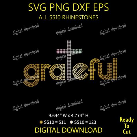 SS10 Grateful Rhinestone Template For Cricut Grateful SVG Cut Files