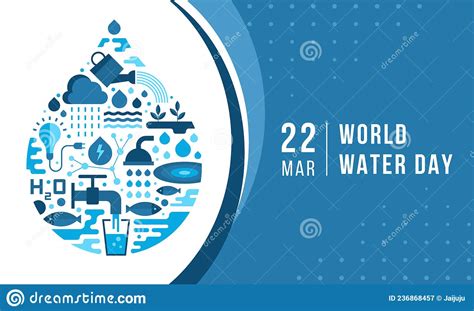 World Water Day Banner Drop Water Sign With The Many Icons On The