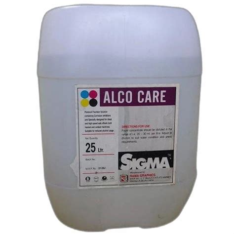 Sigma Alco Care Chemical For Offset Printing Packaging Size 25 L At