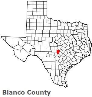 Blanco County on the map of Texas 2024. Cities, roads, borders and ...