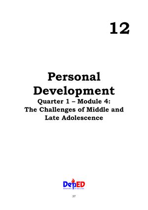 6 Q1 Per Dev Module 6 Quarter 1 Personal Development 12 Personal