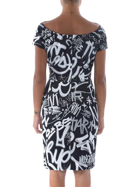 Short Dresses Moschino Graffiti Print Sheath Dress A