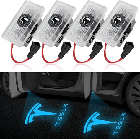 For Tesla Model Y Model 3 S X Car Door LED Logo Projector Puddle Lights