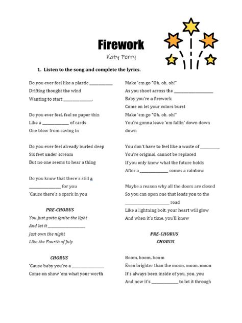 Firework Lyrics | PDF