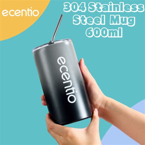 Jual Ecentio Cooler Tumbler Ml Sedotan Stainless Steel Mug Tahan