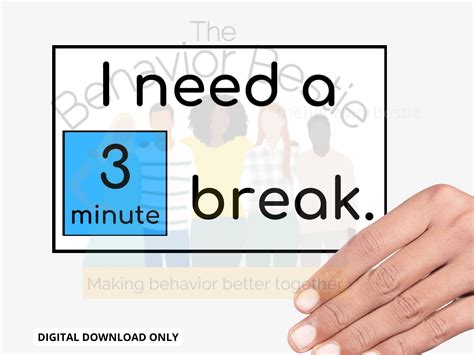 Printable Break Card Classroom Break Board Break Card Visual Support Take a Break Card I Need A ...