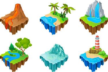 Isometric Islands Elements For Games Royalty Free Vector