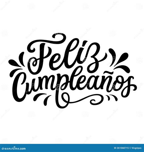 Cumpleaños Feliz En Español Escritura A Mano Ilustración Del Vector