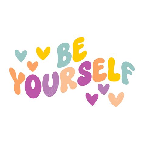 Be Yourself Groovy Retro Print Vintage Lettering Inspirational Quote