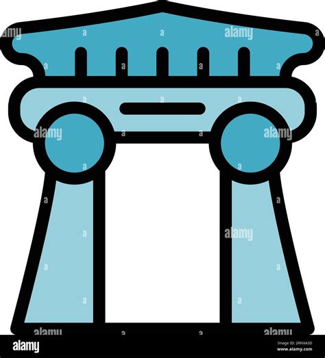 Temple Arch Icon Outline Vector City Tower Train Tourism Color Flat