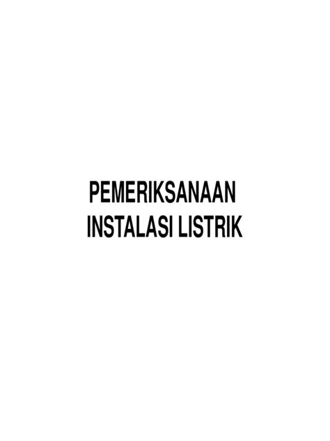 Pdf Pemeriksaan Instalasi Listrik Dokumen Tips