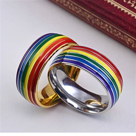 Gay Pride Ring Lesbian Lgbt Pride Rainbow Silicone Unisex Love Wedding