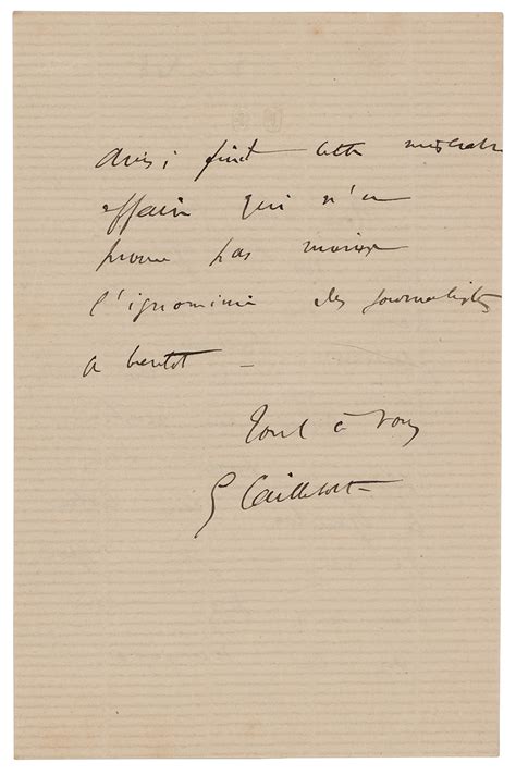 Gustave Caillebotte Autograph Letter Signed Rr Auction