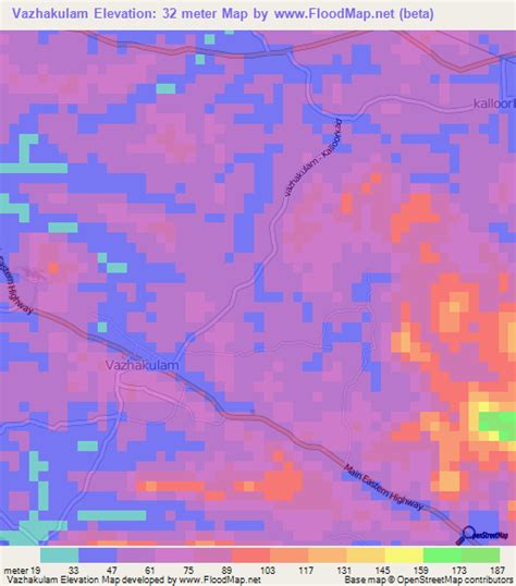 Elevation of Vazhakulam,India Elevation Map, Topography, Contour