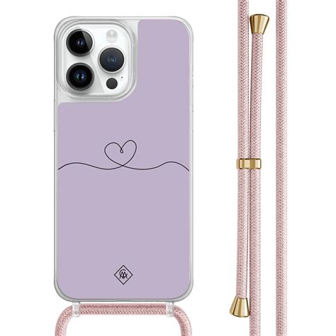 Iphone Pro Max Hoesje Met Rosegoud Koord Hart Lila Casimoda Nl