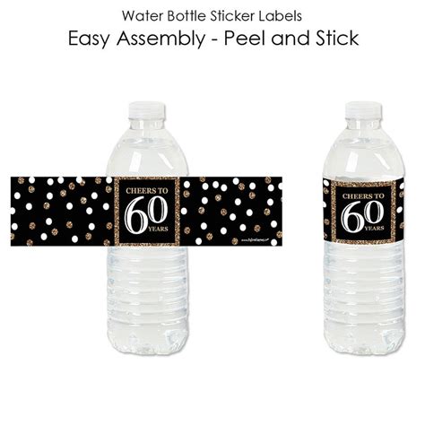 60th Birthday Party Water Bottle Sticker Labels Waterproof Etsy