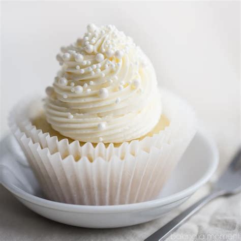 Moist & fluffy white cupcakes with a hint of almond- so easy to make! -Baking a Moment