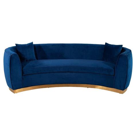 Custom Curved Sofa in Blue Velvet at 1stDibs