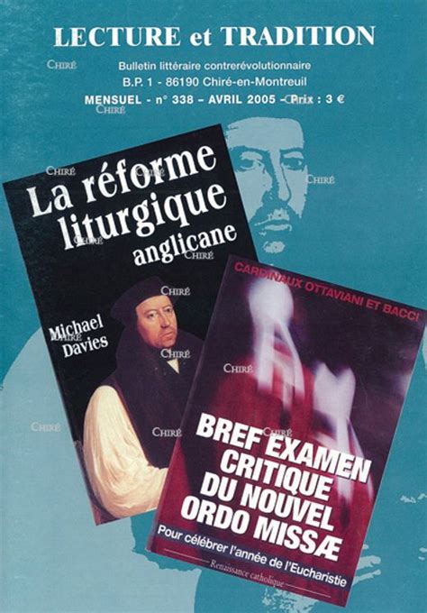 N338 Avril 2005 La réforme liturgique anglicane Bref examen