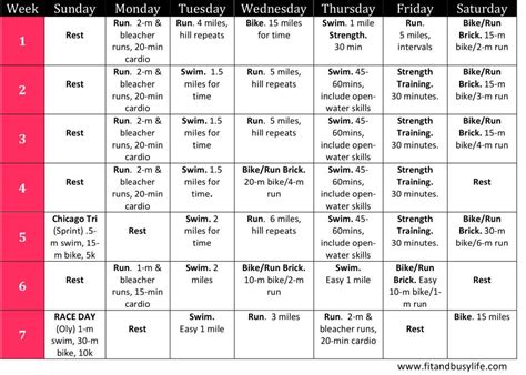 Triathlon Training Schedule Olympic Triathlon Triathlon Training Program Fit And Busy Life