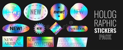 Set Of Holographic Stickers For New Products Stock Vector