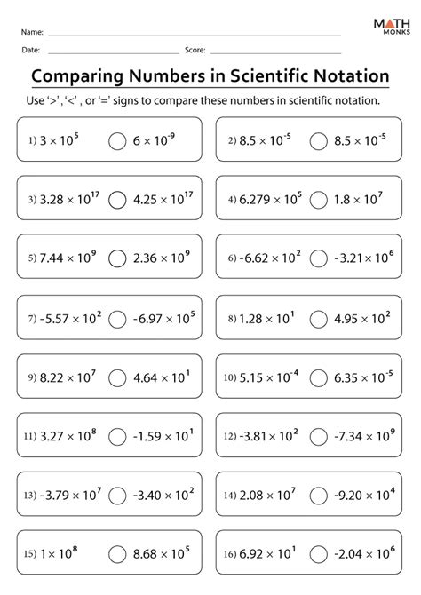 Scientific Notation Worksheets Math Monks