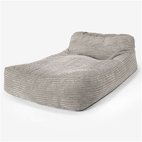 Lounge Pug Pom Pom Double Day Bed Chaise Lounge Huge Adult Bean Bag Giant Beanbag Charcoal Grey